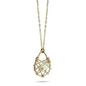Small Teardrop Caged Pearl Necklace